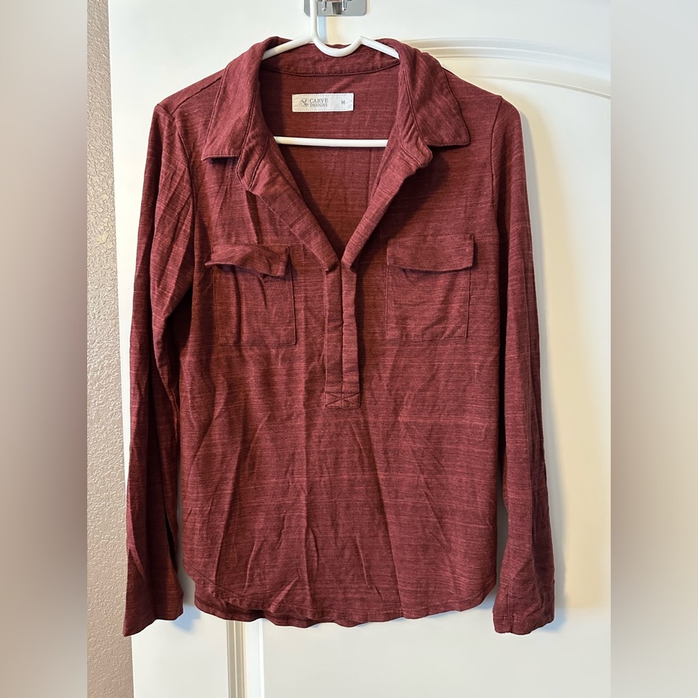 Carve Designs Long Sleeve Top in Burgundy